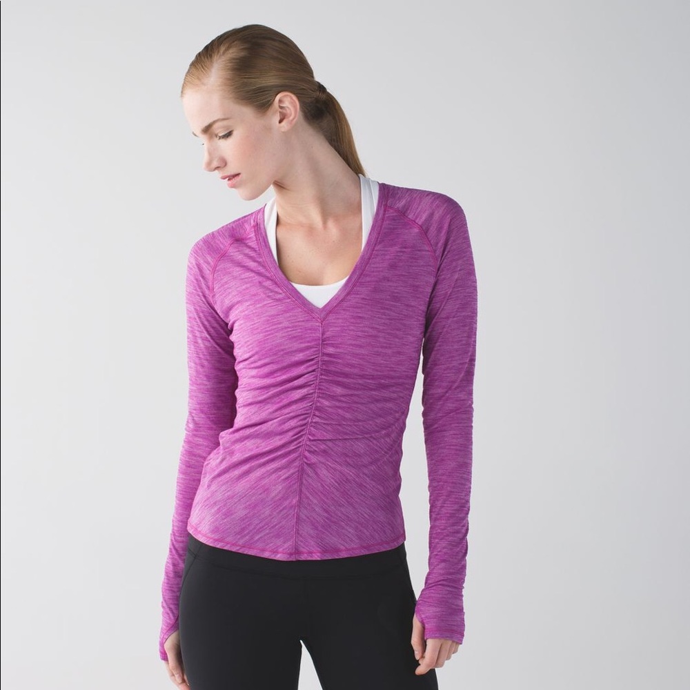 LULULEMON Purple Long Sleeve V Neck Top Size 2